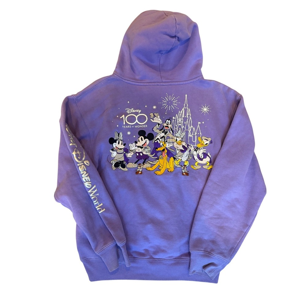 Walt Disney World 100 Purple Hoodie Sweatshirt Adult Small‎ 100 Years Of Wonder